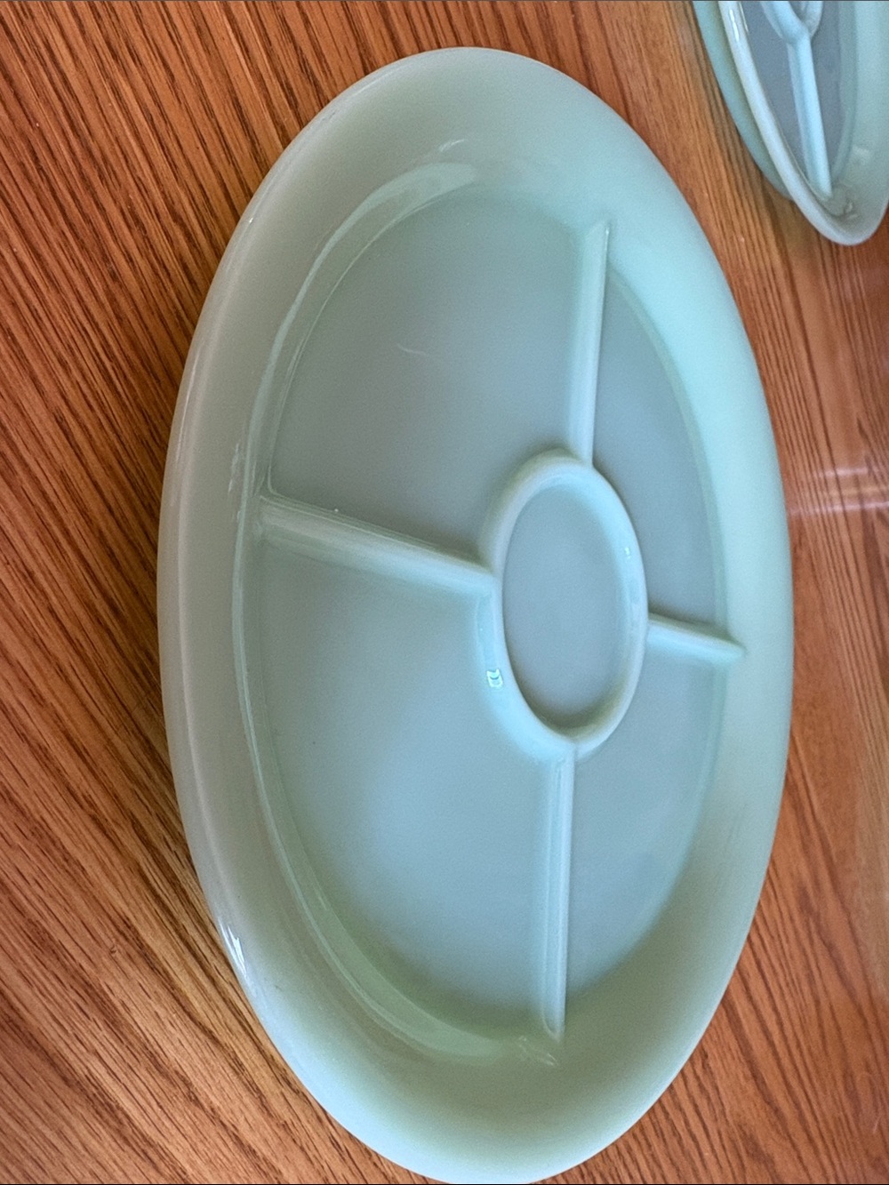 Jadite Fire king Sectioned Serving Platter plate Anchor Hocking grill 3A